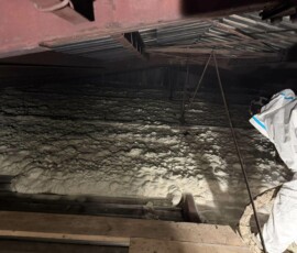 Izolace stropu haly - foukaná PUR izolace Izolace halového stropu pur foukanou pěnou